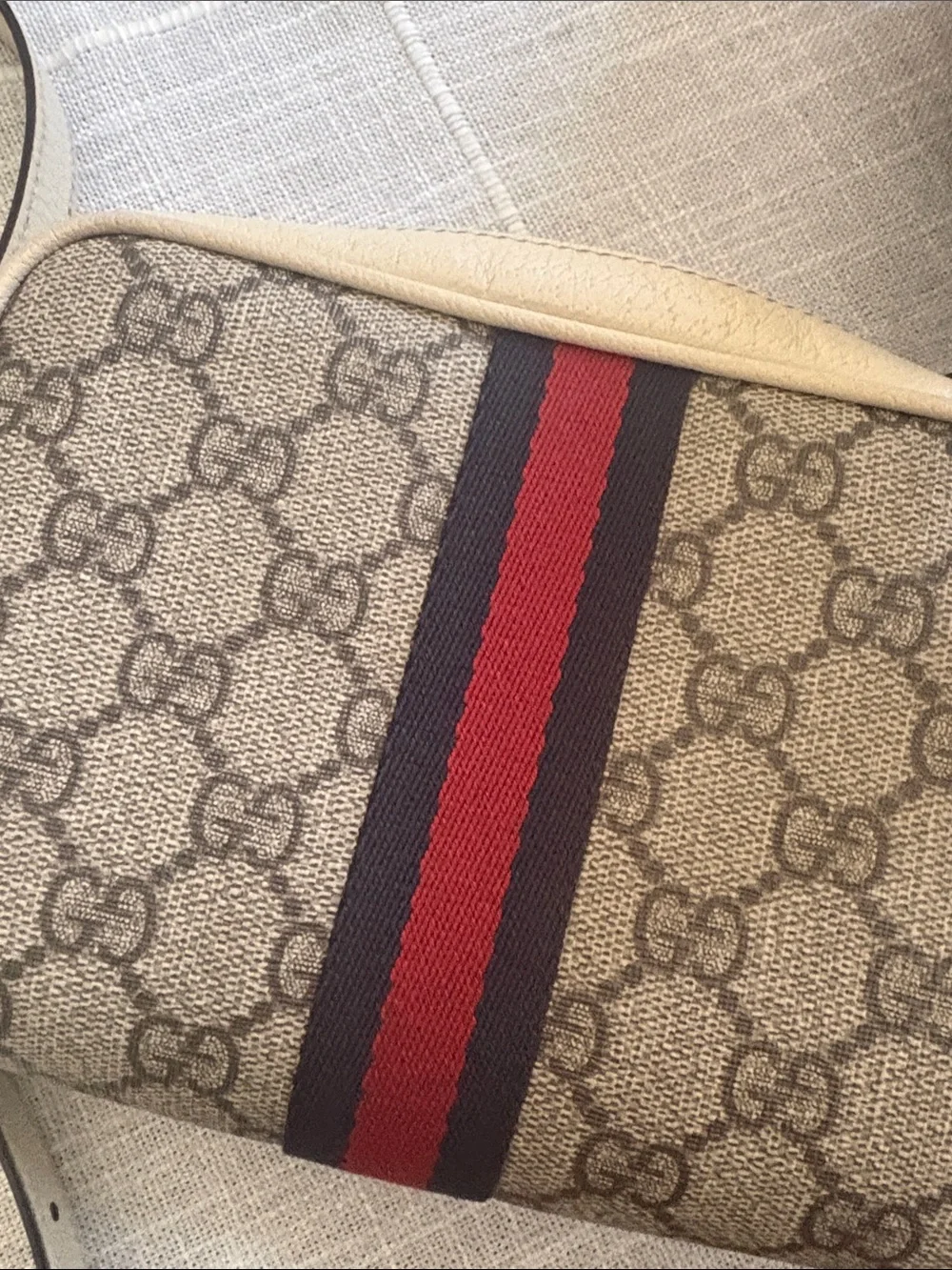 Gucci Beige GG Canvas Crossbody with Red and Blue Web Stripe - Picture 3 of 4